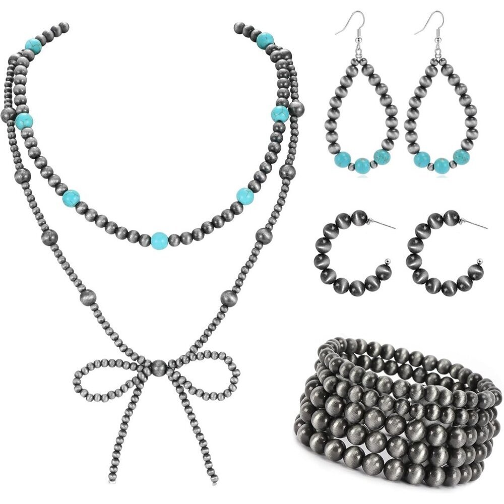Western Navajo Pearl Jewelry Set for Women Cowgirl Turquoise Accessories